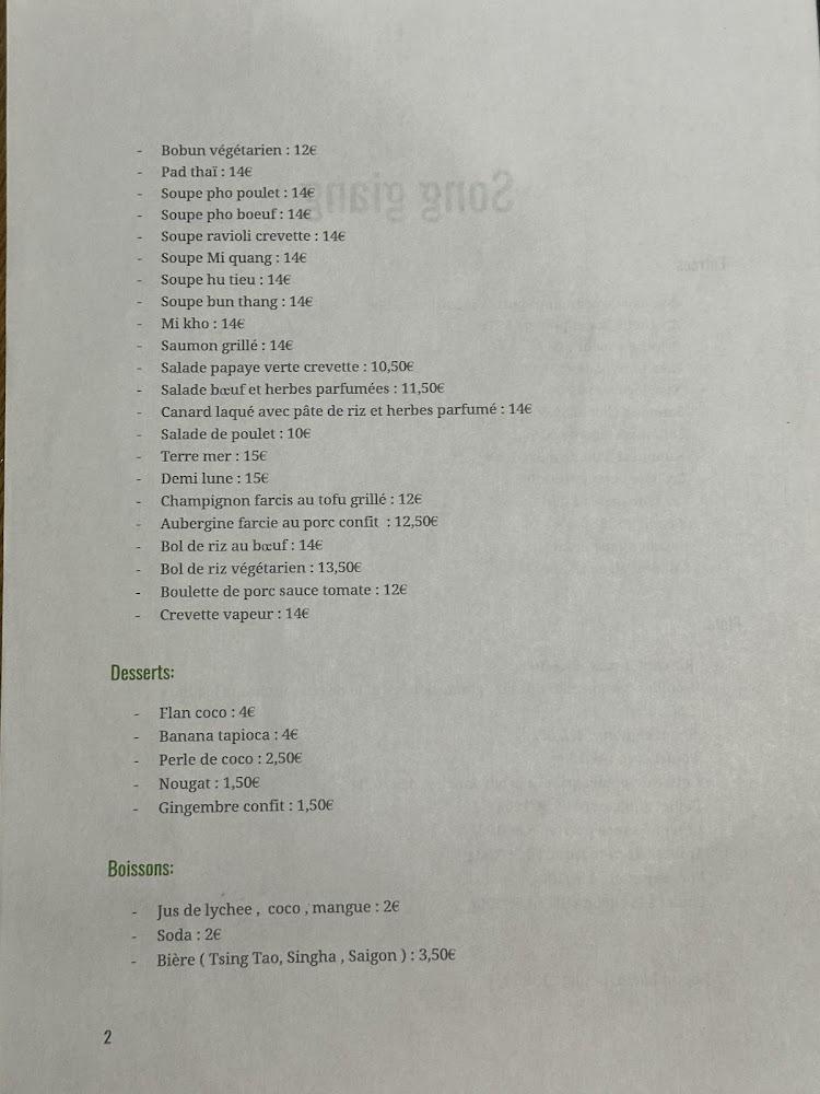 Song Giang - Menu Image 1